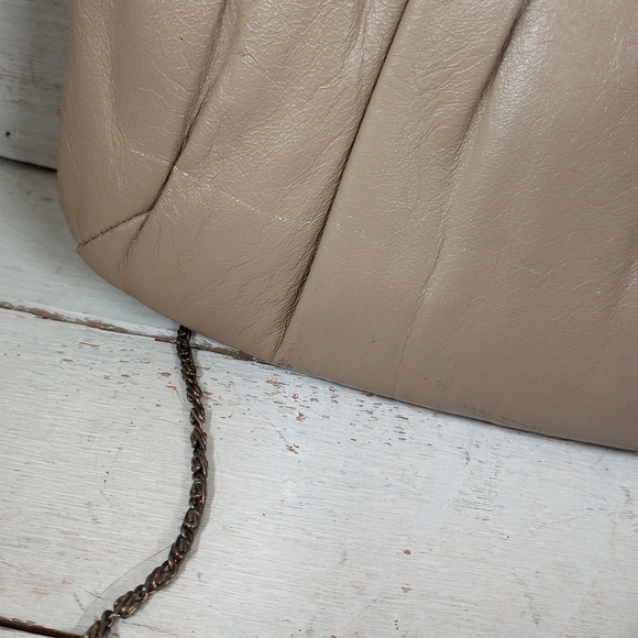 Ande Vintage Leather Evening Bag/Purse w Chain Strap. Leather Minimalist Clutch - Picture 11 of 12